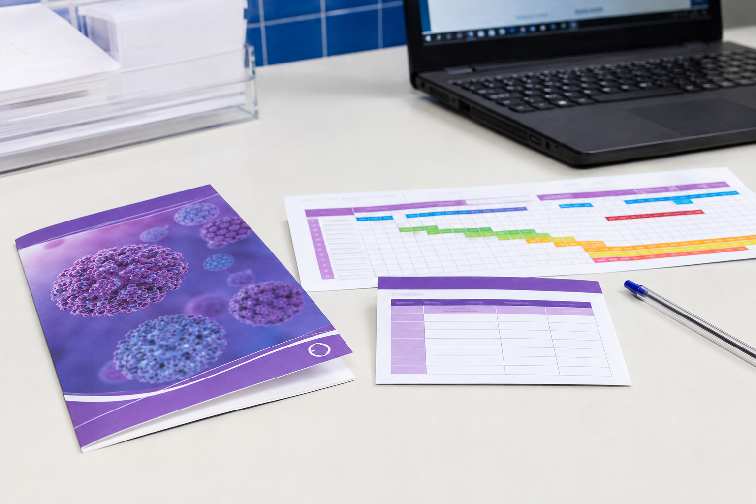 Materiais educativos e calendário genérico de vacinação contra HPV.